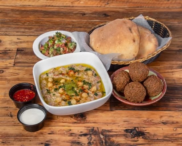 Falafel Over Fava Beans.