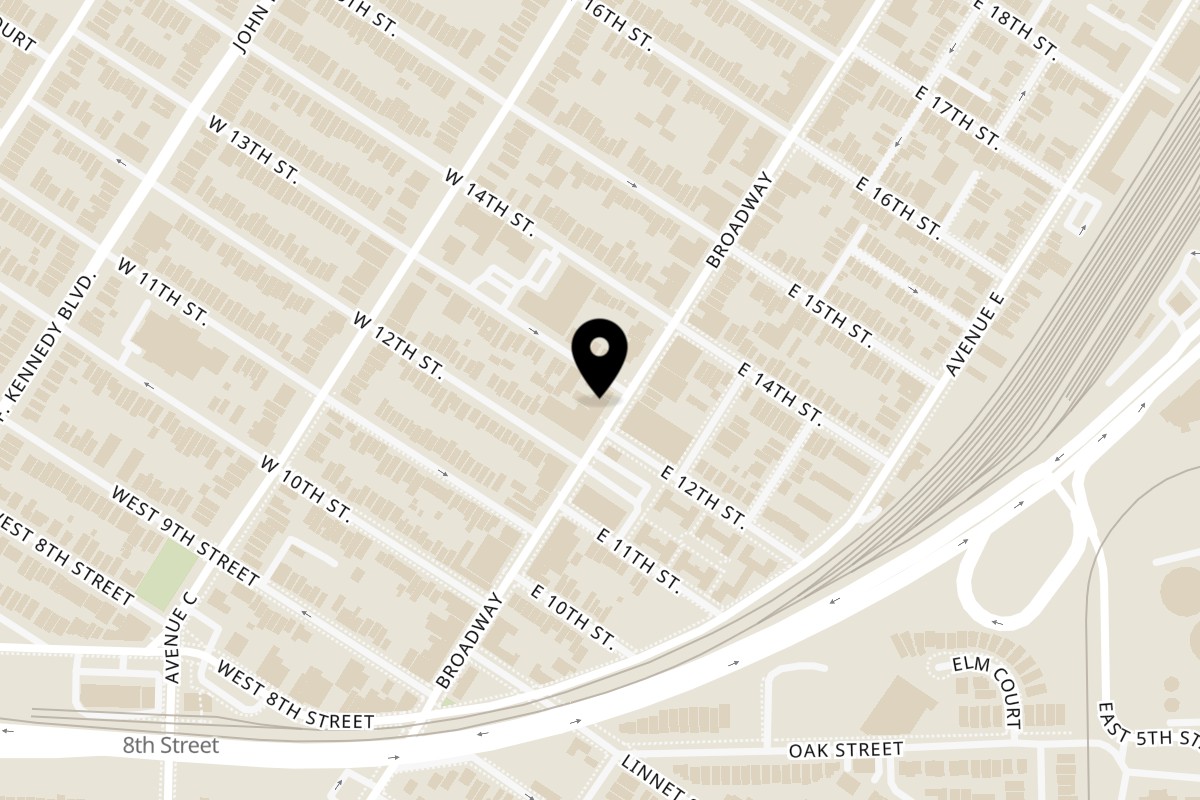 Map showing the location of Uncle Sam Falafel on 293 Broadway b in Bayonne